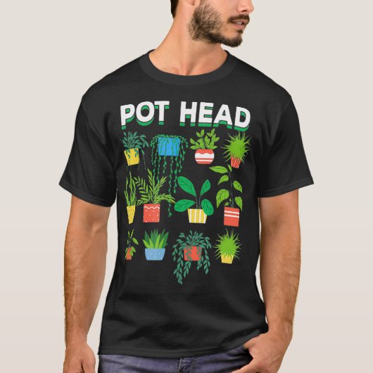 ポット植物値リストのポットにおける植物の頭部様々 Tシャツ (正面)