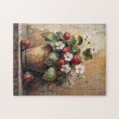 ポット素朴の静物イチゴの植物 ジグソーパズル (横)