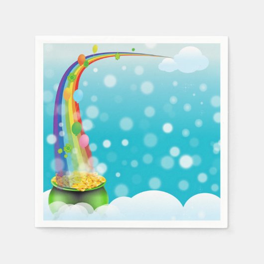 ポット金ゴールドと虹 スタンダードカクテルナプキン (正面)