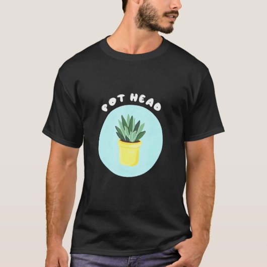 ポット頭鉢植えカッコいい庭師の多肉性 Tシャツ (正面)