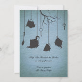 ポット&カップ&鍵誕生日なし誕生日ティーパーティー 招待状 (裏面)