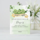 ポッドおむつラッフルカードインサートに3つのエンドウ 招待状 (スタンド正面)