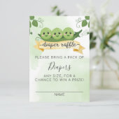ポッドおむつラッフルカードインサートに3つのエンドウ 招待状 (スタンド正面)