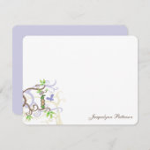 ポッドかわいいベビーの中の女の子と男の子の双子パープルエンドウ サンキューカード (正面/裏面)