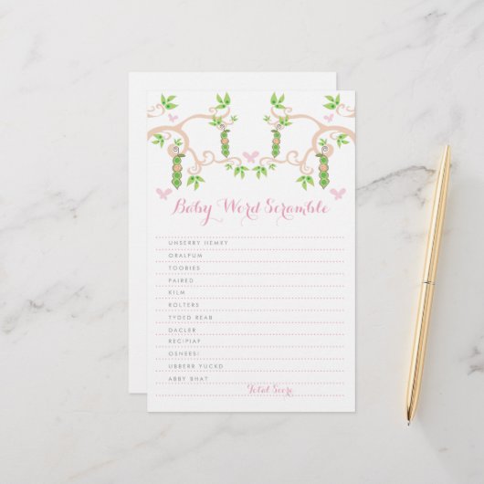 ポッドで赤ちゃん女の子ピンクピーカスタムスクランブル 便箋 (正面/裏面インサイチュ)