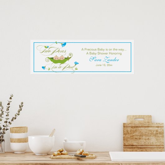 ポッドに入ったツインエンドウ | Pingバナー ポスター (キッチン)