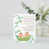 ポッドに入った二つの豆のベビーシャワー招待状 招待状 (スタンド正面)