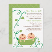 ポッドに入った二つの豆のベビーシャワー招待状 招待状 (正面/裏面)