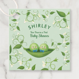 ポッドに2つのエンドウ豆ツインシャワー男の赤ちゃん フェイバータグ