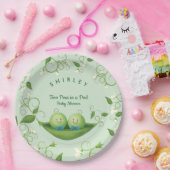 ポッドに2つのエンドウ豆ツインシャワー男の赤ちゃん ペーパープレート (パーティー)