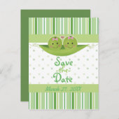 ポッドに2つのエンドウ豆ツイン女の子の赤ちゃんシャワー散水 案内ポストカード (正面/裏面)