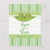 ポッドに2つのエンドウ豆ツイン女の子の赤ちゃんシャワー散水 案内ポストカード (正面)