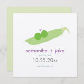 ポッドに2頭の豆が日付を節約:クリーム感じ紙 セーブザデート (正面/裏面)