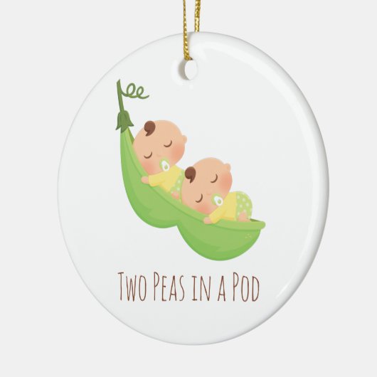 ポッドのかわいい対のベビーのオーナメントの2個のエンドウ豆 セラミックオーナメント (左)