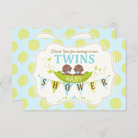 ポッドのアフリカの対の男の子の2個のエンドウ豆は感謝していしています サンキューカード (正面/裏面)