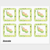 ポッドのエンドウ豆かわいい双子の赤ちゃんシャワーステッカー スクエアシール (シート)