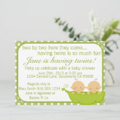 ポッドのエンドウ豆はベビーシャワーの招待状を結び付けます 招待状 (スタンド正面)