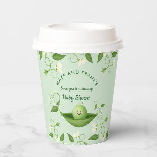 ポッドのスイートピー赤ちゃんシャワー紙カップ 紙コップ (正面)