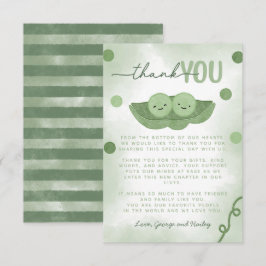 ポッドのツインベイビーシャワーの2つのエンドウ サンキューカード