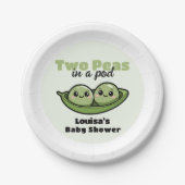 ポッドのツインベイビーシャワーの2つのエンドウ ペーパープレート (正面)