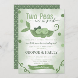 ポッドのツインベイビーシャワーの2つのエンドウ 招待状