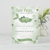 ポッドのツインベイビーシャワーの2つのエンドウ 招待状 (スタンド正面)
