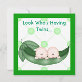 ポッドのベビーの双生児のシャワーの招待状Gの2個のエンドウ豆 招待状 (正面)