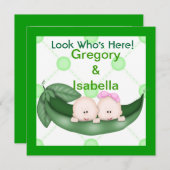 ポッドのベビーの発表の2個のエンドウ豆 案内状 (正面/裏面)