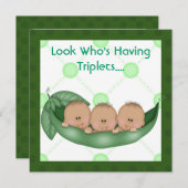 ポッドのベビーシャワーの三重項の招待の3個のエンドウ豆 招待状 (正面/裏面)