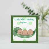 ポッドのベビーシャワーの三重項の招待の3個のエンドウ豆 招待状 (スタンド正面)