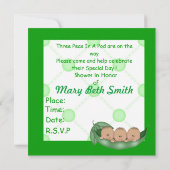 ポッドのベビーシャワーの三重項の招待の3個のエンドウ豆 招待状 (裏面)