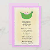 ポッドのベビーシャワーの招待の対の女の子のエンドウ豆 招待状 (正面/裏面)