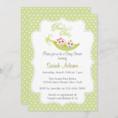 ポッドのベビーシャワーの招待状の緑のエンドウ豆 招待状 (正面/裏面)