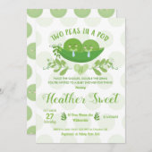 ポッドのベビーシャワーの招待状の2個のエンドウ豆は男の子を結び付けます 招待状 (正面/裏面)