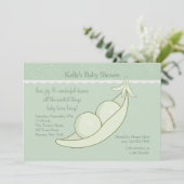 ポッドのベビーシャワーの招待状の2個のエンドウ豆 招待状 (スタンド正面)