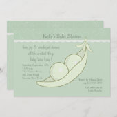 ポッドのベビーシャワーの招待状の2個のエンドウ豆 招待状 (正面/裏面)