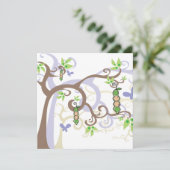 ポッドのベビーシャワーの魔法の木の双生児の女の子の男の子のエンドウ豆 招待状 (スタンド正面)