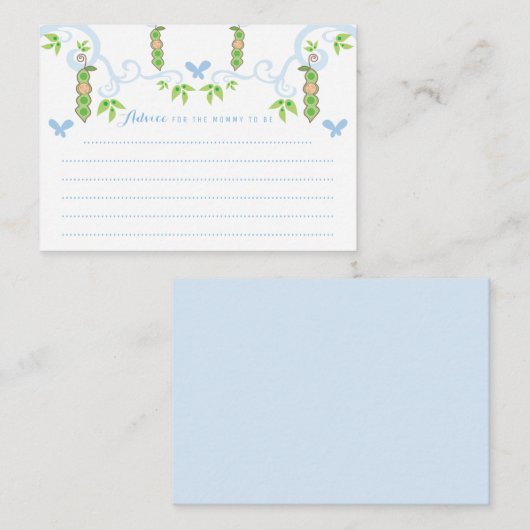 ポッドのマミーアドバイスカードの男の子の赤ちゃんシャワーピー アドバイスカード (正面/裏面)