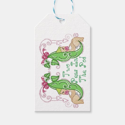 ポッドの中の二つの豆のメッセージカード ギフトタグ (正面)