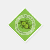 ポッドの中の二つの豆パーソナライズされた スタンダードカクテルナプキン (角)