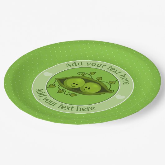 ポッドの中の二つの豆パーソナライズされた ペーパープレート (アングル)