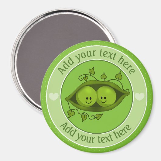 ポッドの中の二つの豆パーソナライズされた マグネット (正面/裏面)
