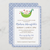 ポッドの中の赤ちゃんの豆のシャワーの招待状（男の子) 招待状 (正面/裏面)