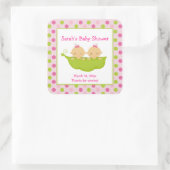 ポッドの双子の女の子のスクエアフェイスステッカーのピース スクエアシール (バッグ)