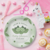 ポッドの双子の女の子の赤ちゃんシャワーの2つのエンドウ ペーパープレート (パーティー)