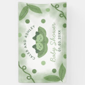 ポッドの双子の女の子の赤ちゃんシャワーの2つのエンドウ 横断幕 (縦)