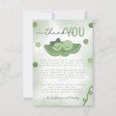 ポッドの双子の男の子と女の子の赤ちゃんシャワーの2つのエンドウ サンキューカード (正面)