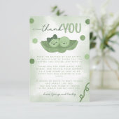 ポッドの双子の男の子と女の子の赤ちゃんシャワーの2つのエンドウ サンキューカード (スタンド正面)