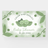 ポッドの双子の男の子と女の子の赤ちゃんシャワーの2つのエンドウ 横断幕 (横)