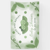 ポッドの双子の男の子と女の子の赤ちゃんシャワーの2つのエンドウ 横断幕 (縦)